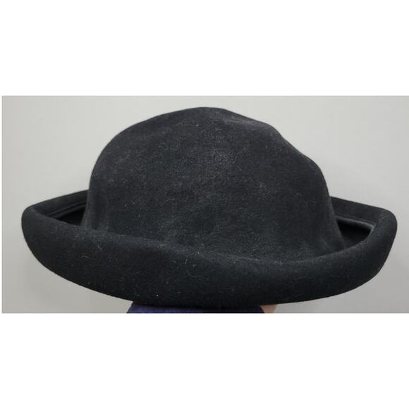 Michael Howard 100% Wool Bowler Hat Black Rolled Rim Great Condition Women USA - Picture 1 of 8